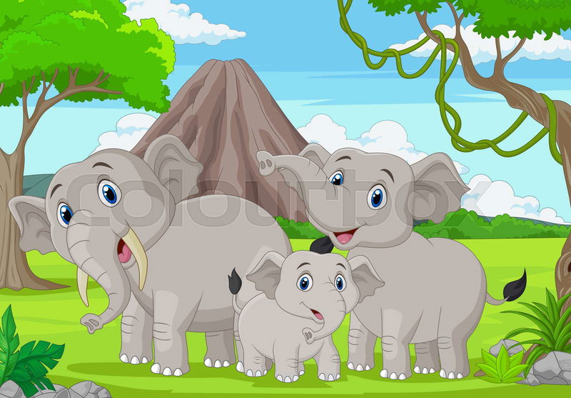 Vector illustration of Cartoon mother and baby hippo in the ...