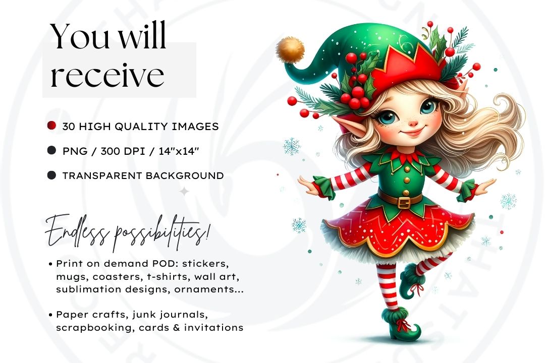 Christmas elves clipart set for crafts and sublimation