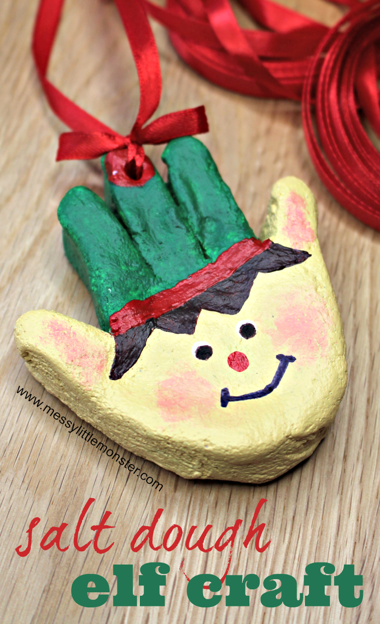 Salt dough handprint ornaments - The cutest elf craft ever ...