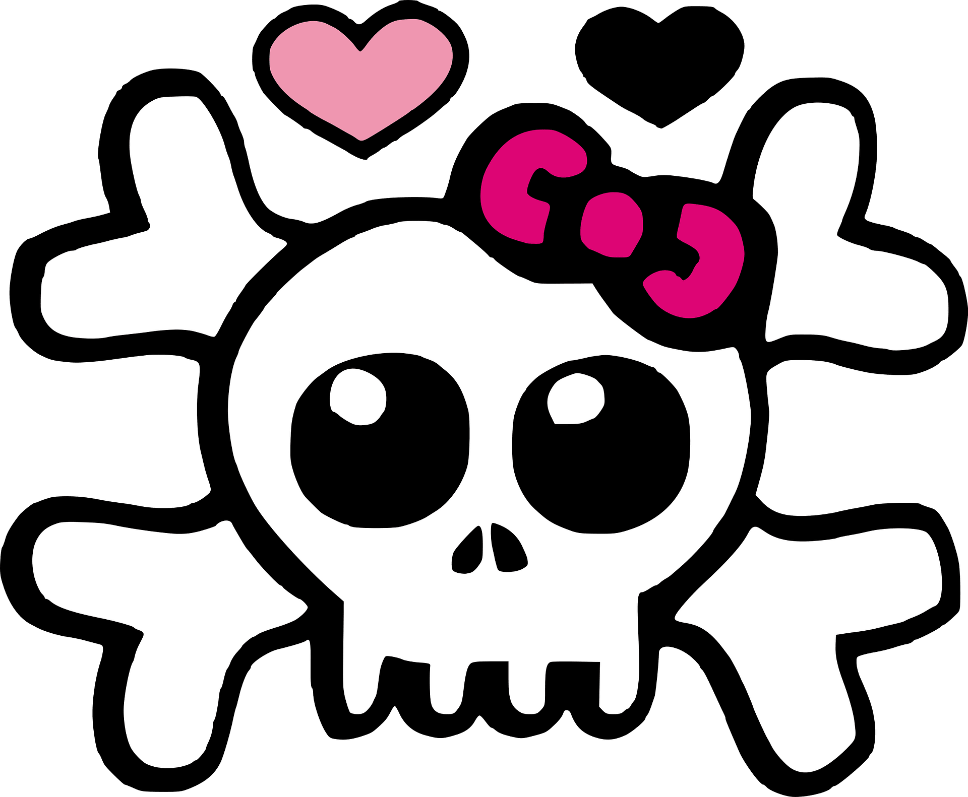 Emo skull and heart - Free vector clipart images on clipart library.com