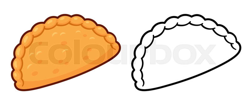 Traditional Chilean empanadas. Spanish text: oven baked empa ...