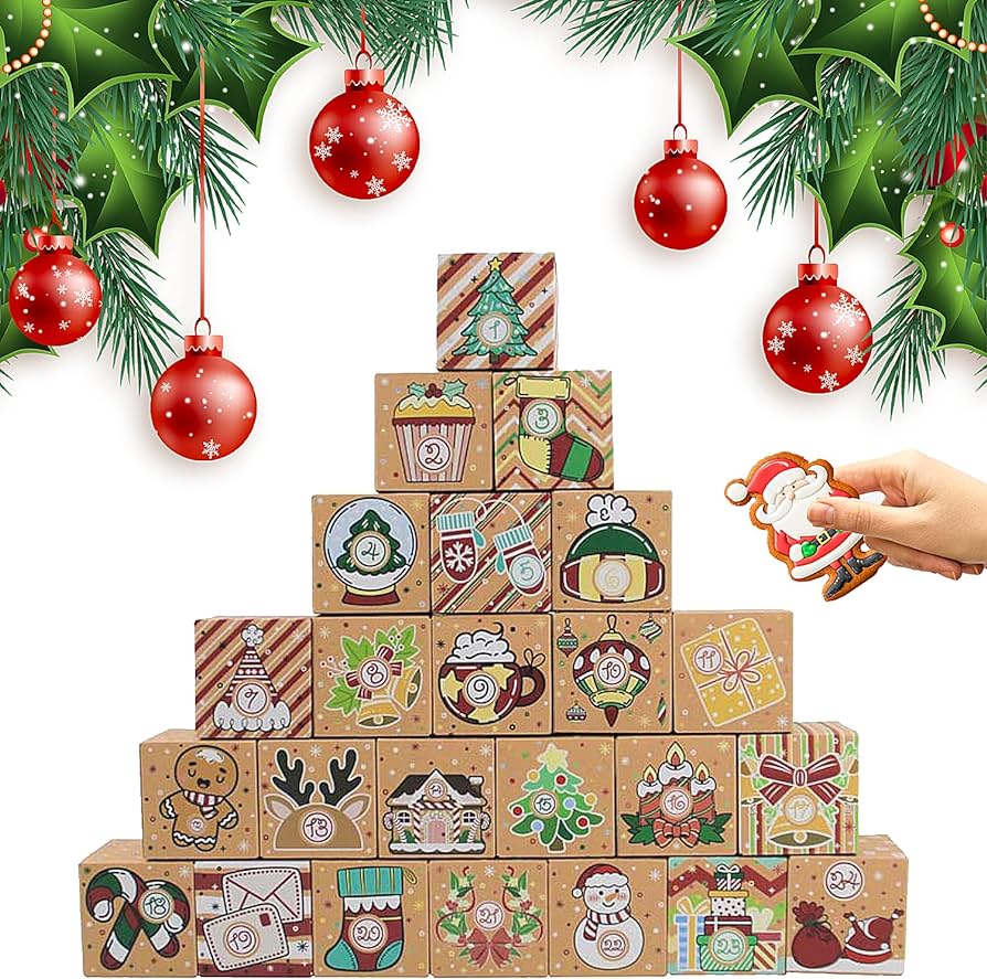 Amazon.com: 24 Pcs DIY Christmas Empty Advent Calendar 2024, 24 ...