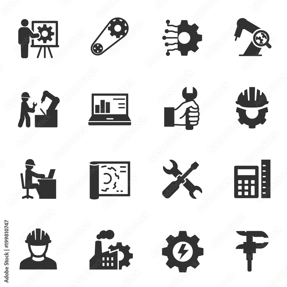 Stock-Vektorgrafik „Engineering icons set. Monochrome icons set ...