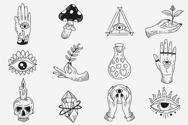 Premium Vector | Set Collection Mystical Celestial Clipart Symbol ...