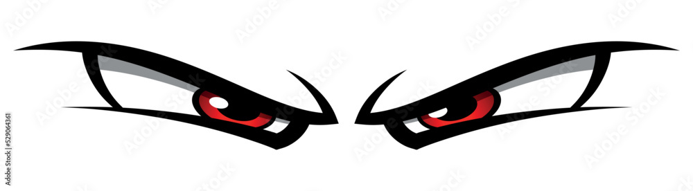 Poster, Wandbilder Cartoon eyes vector graphic angry comic emotion car  decal evil face sticker, 90x24.8 cm