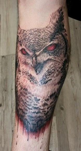 Color Tree and Evil Owl Tattoo by Durb: TattooNOW