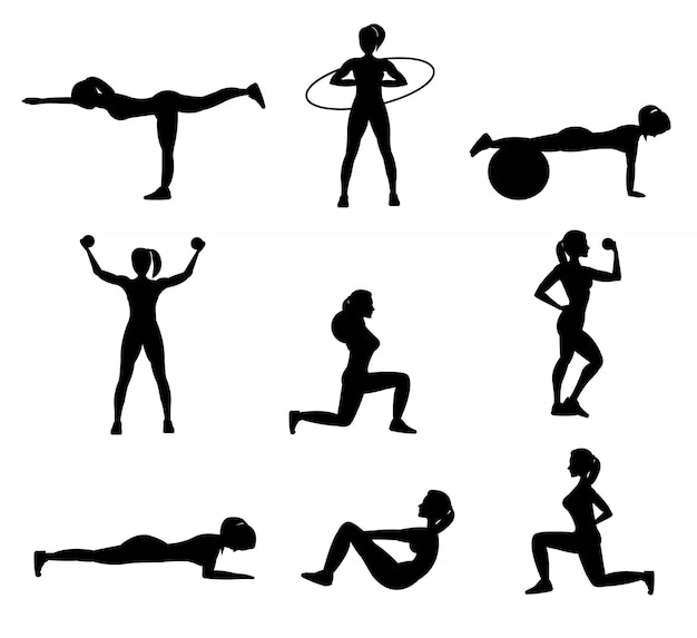 exercise silhouette cliparts