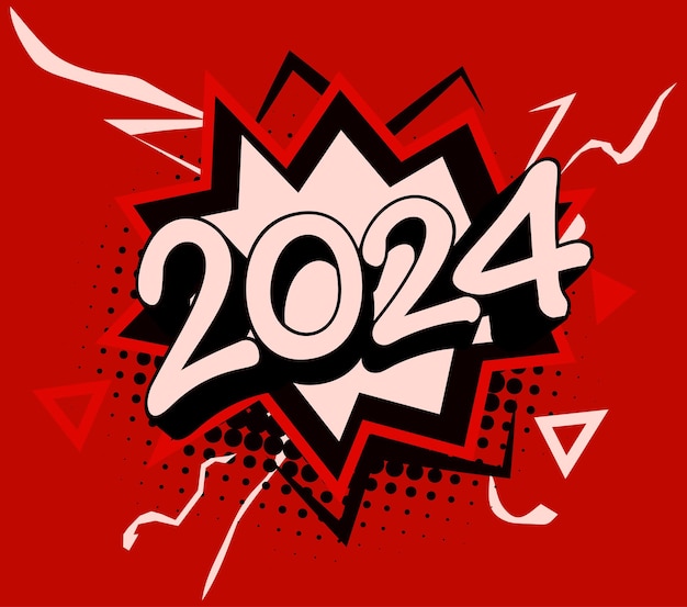 Premium Vector | Retro comic explosion of 2024 in bold graphic ...