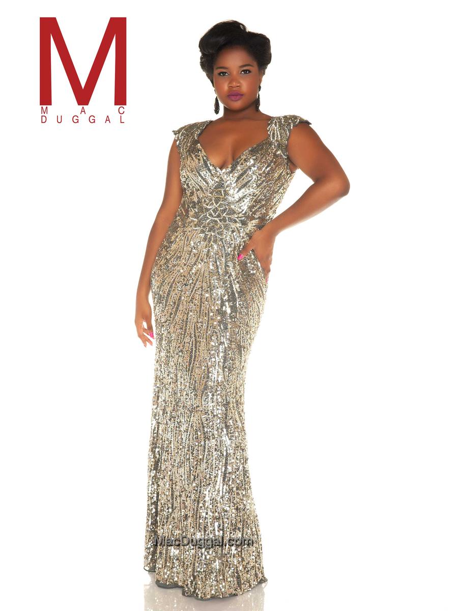 French Novelty: Mac Duggal Fabulouss 4371F Plus Size Sequin Prom Gown