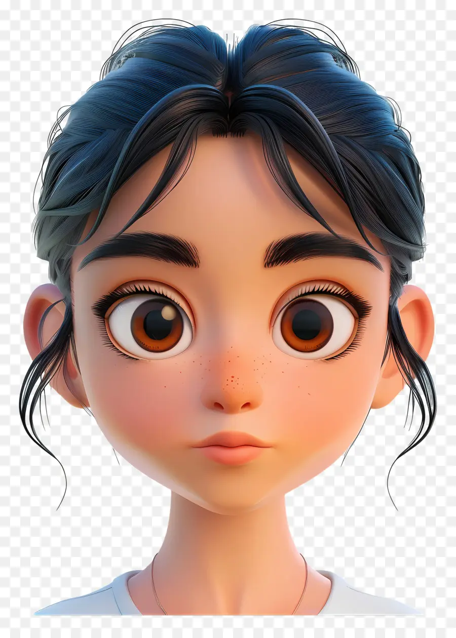 Cartoon Girl Face - Sad Animated Girl with Freckles - CleanPNG ...