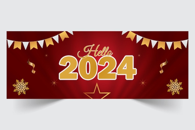 Premium Vector | New Year 2024 Facebook Cover Design Template