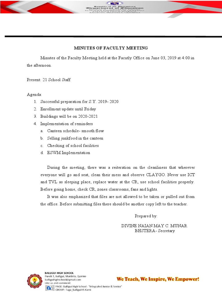 Minutes of Faculty Meeting and SLAC | PDF | Social Science