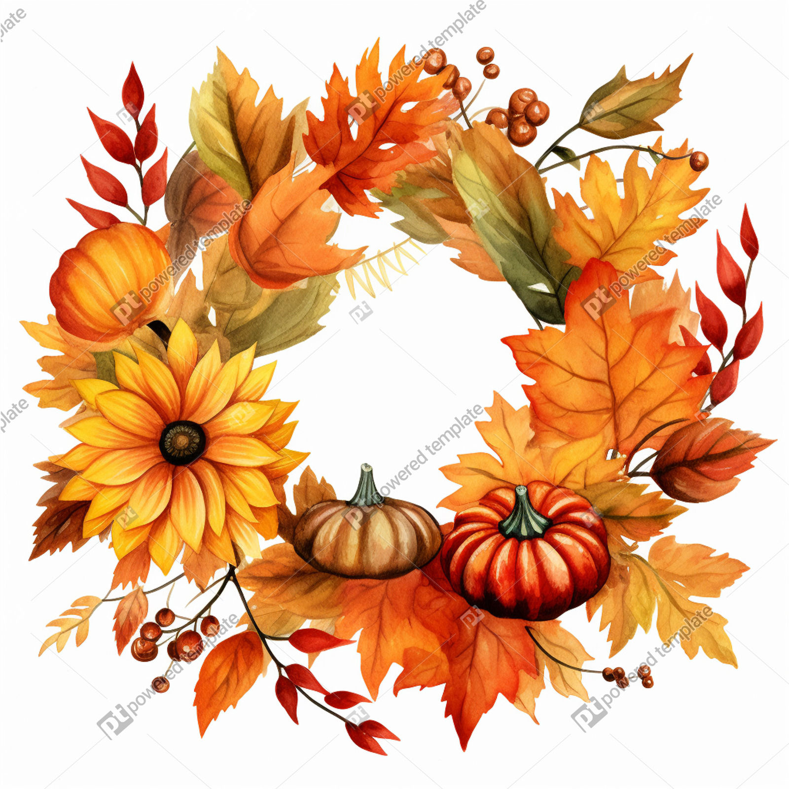 Fall Wreath Clipart on White Background | Free, AI Image ...