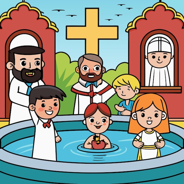family baptism cliparts