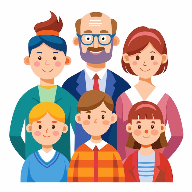 family cartoon of 5