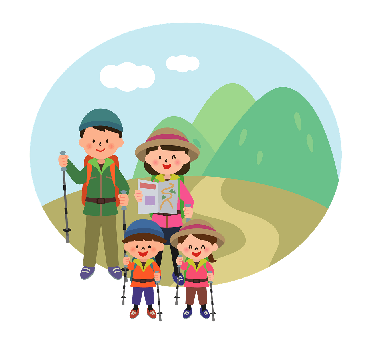family hiking cliparts