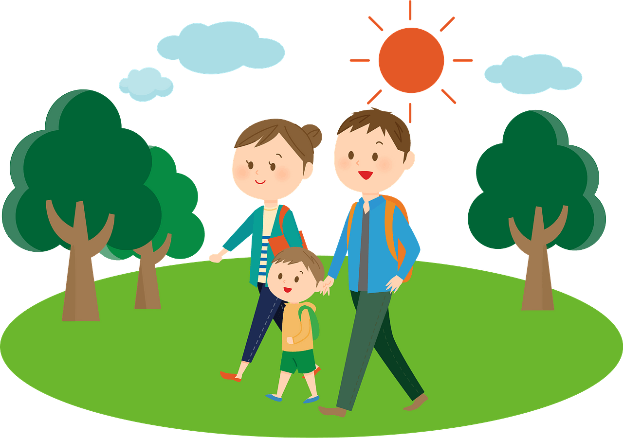 family hiking cliparts