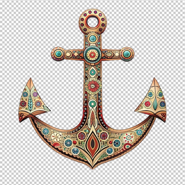 Decorative anchor symbol with fancy patterns isolated on ...