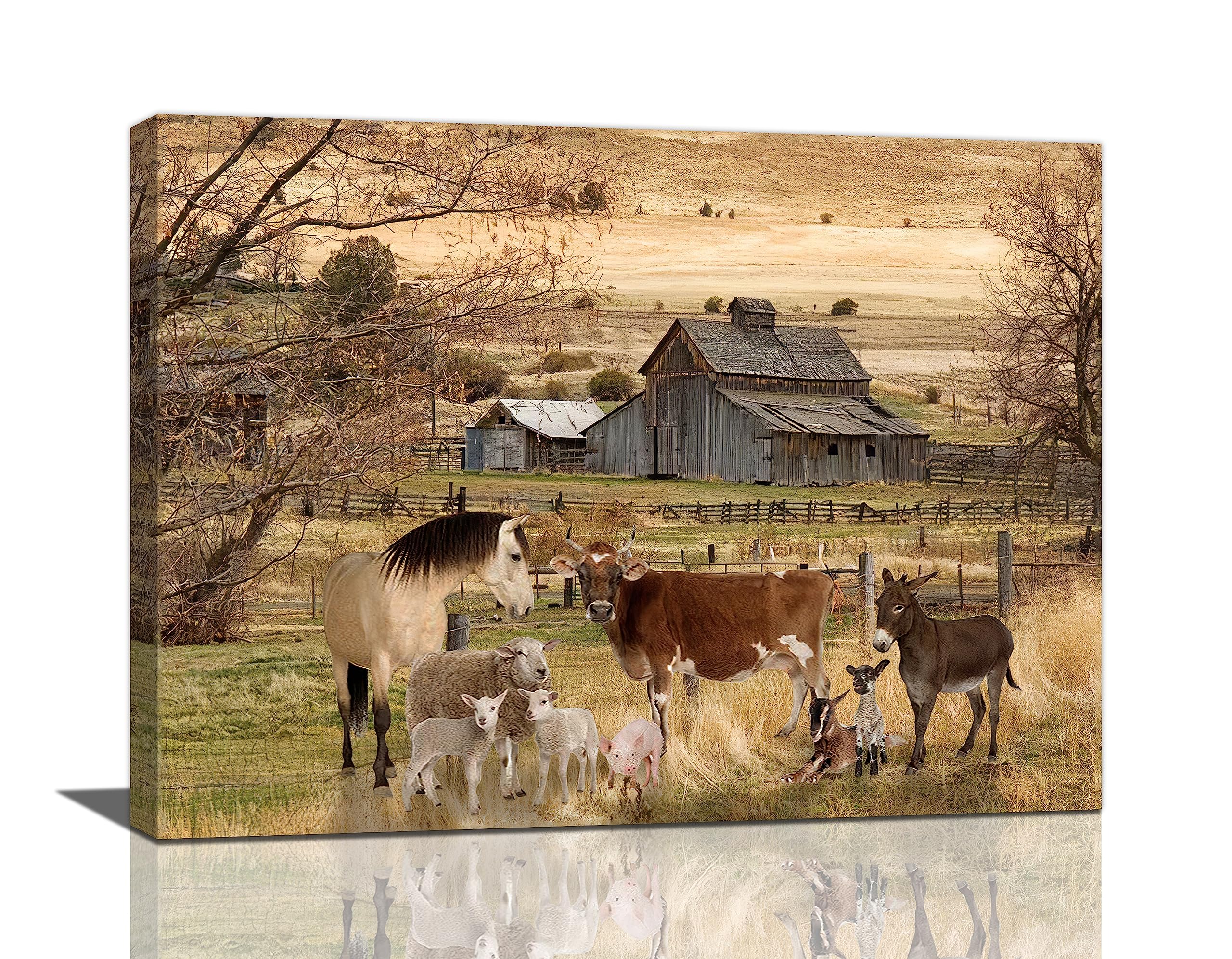 Farm Animal Wall Art Country Rustic Old Barn Pictures Wall Decor ...