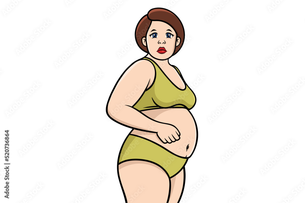 Stock-Vektorgrafik „Fat woman, Fat belly, Chubby, Obese woman ...