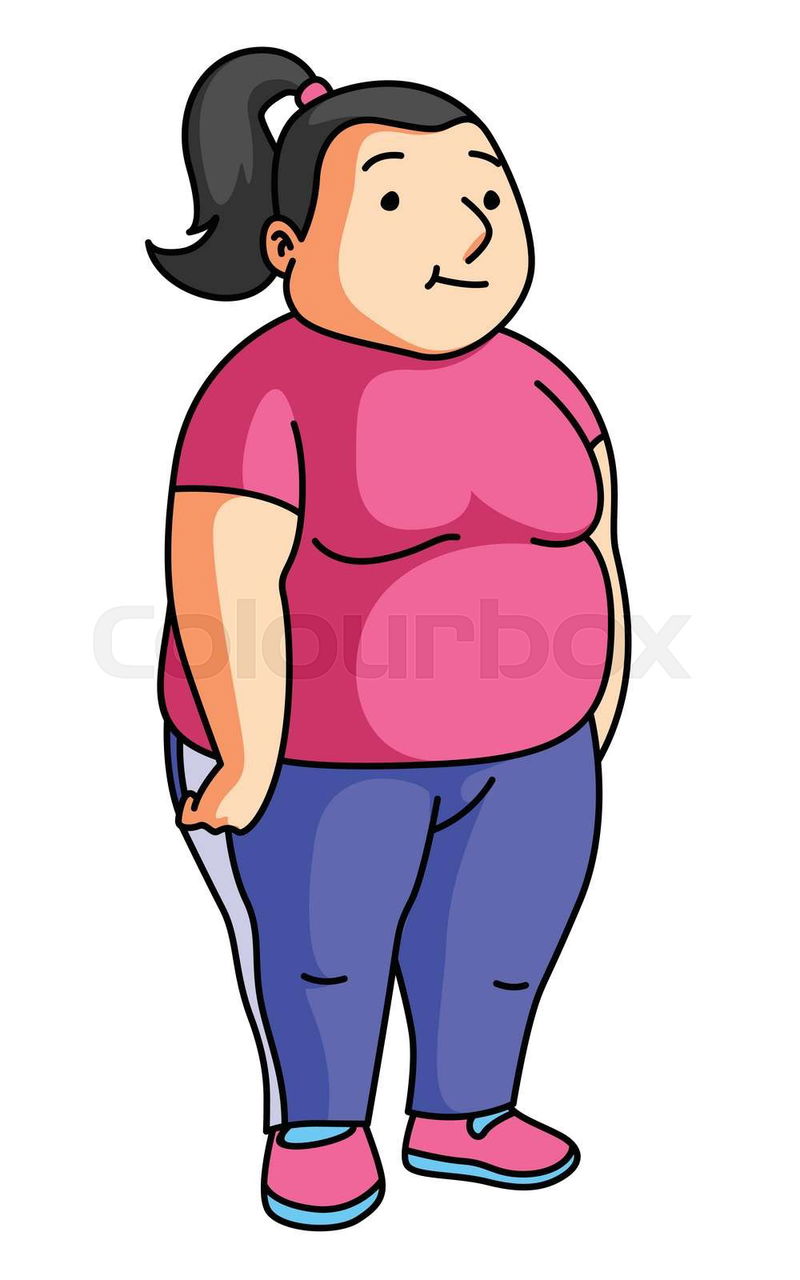 Fat Woman gym Cartoon Illustration | Colourbox