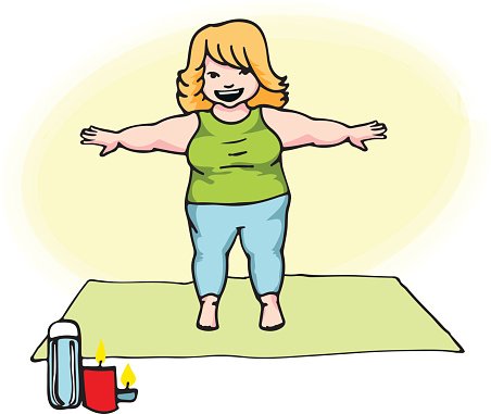 Happy Fat Lady Doing Yoga. Healthy Lifestyle, Weight Loss, Slimm ...