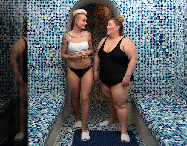 fat woman in shower