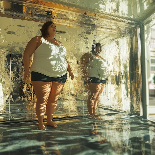 fat woman in shower