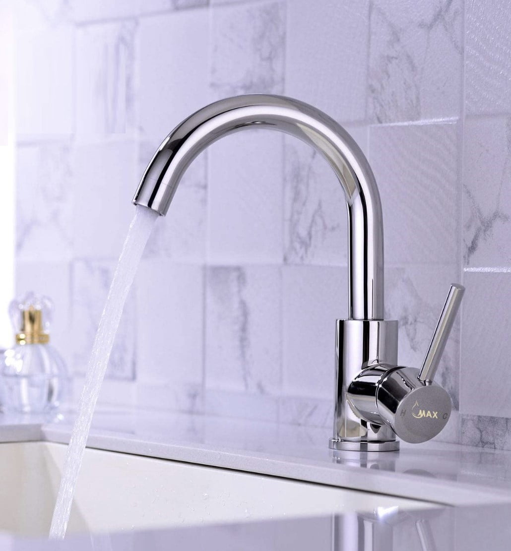 MAX Faucetss Bathroom Faucet Side Handle Swivel Spout Chrome Finish