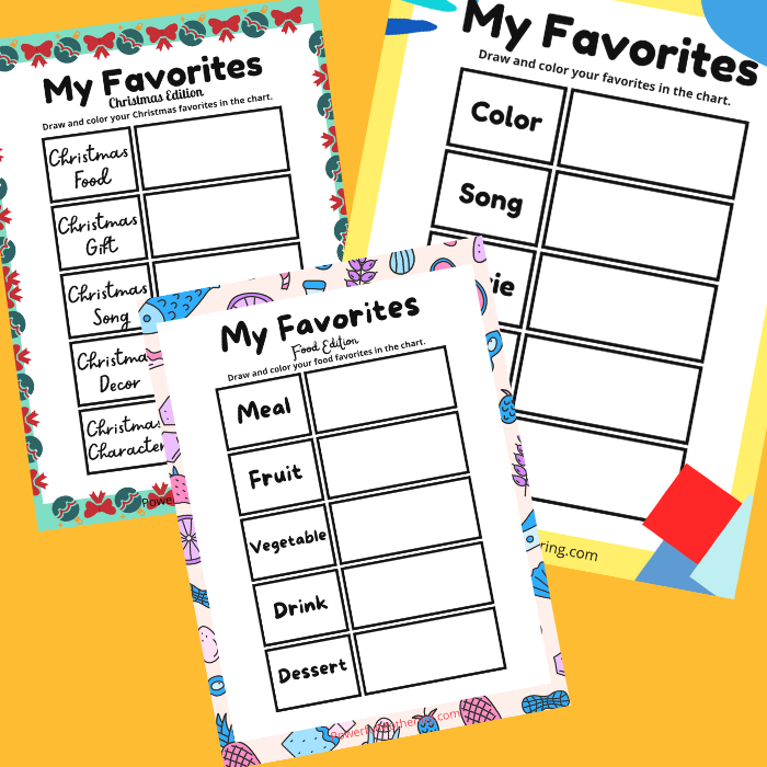 Printable My Favorites Charts for Kids - Powerful Mothering