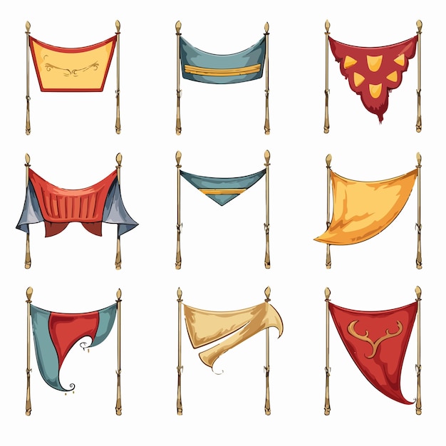 Vintage Festival Flags Clip Art Set Isolated Cart | Premium AI ...