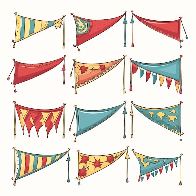 Vintage Festival Flags Clip Art Set Isolierter Wagen | Premium KI ...