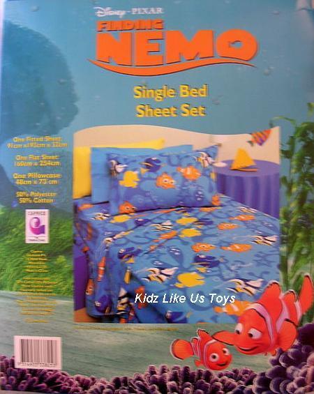 ~ Finding Nemo - SINGLE BED FITTED &amp; FLAT + PILLOW CASE SHEET SET Twin