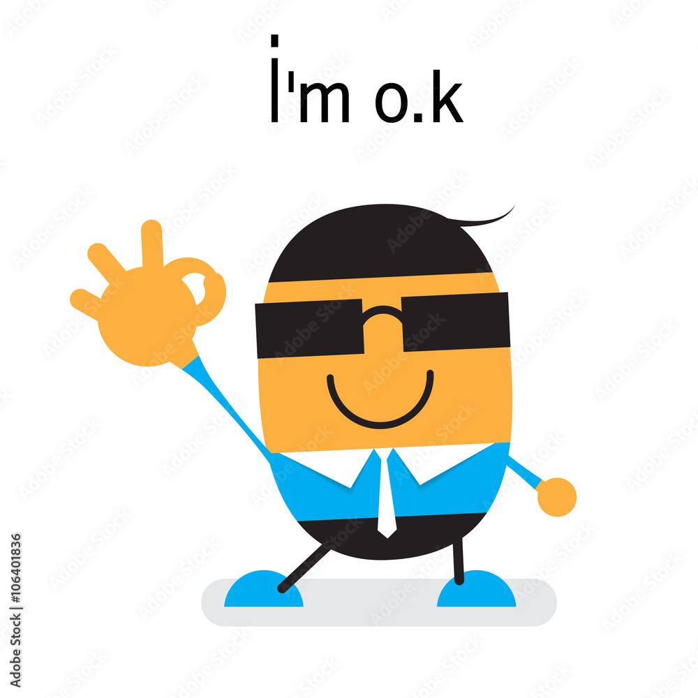Vector cute cartoon young Businessman showing OK Hand Sign with ...