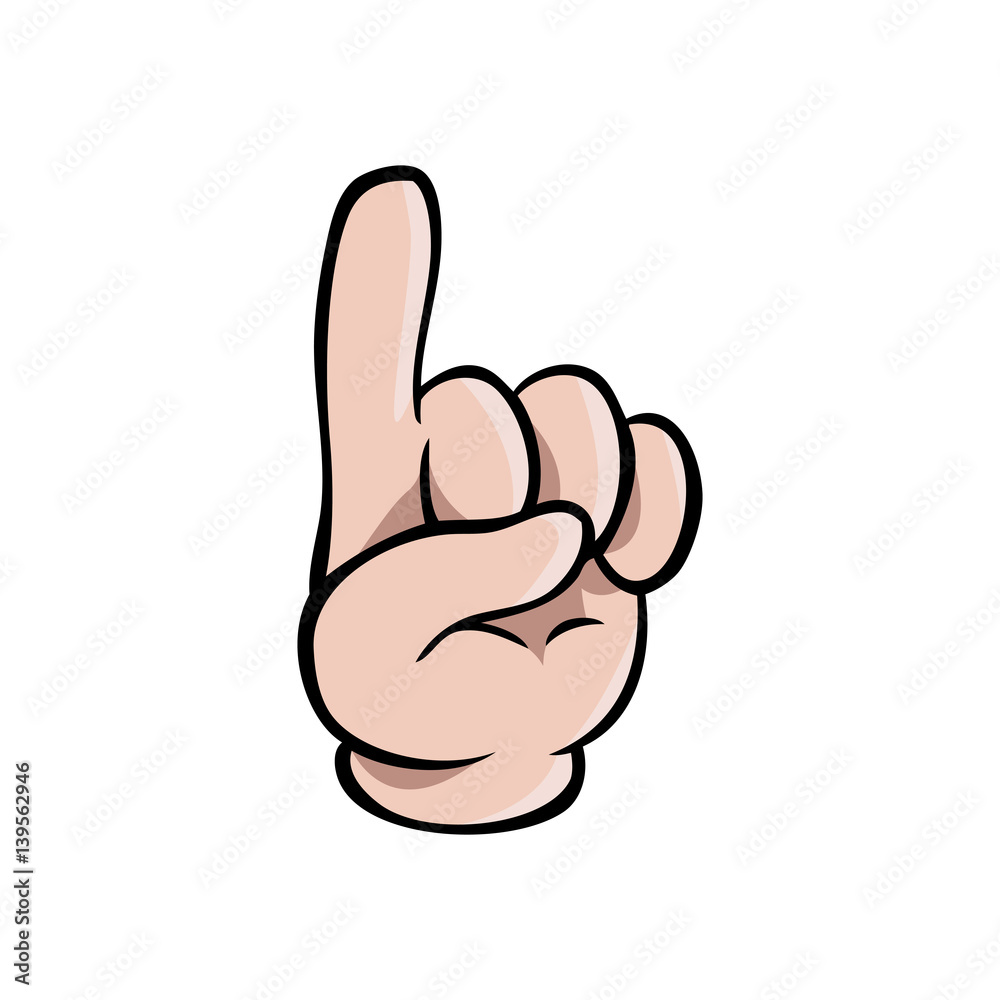Human cartoon hand showing one finger Stock-Vektorgrafik | Adobe Stock