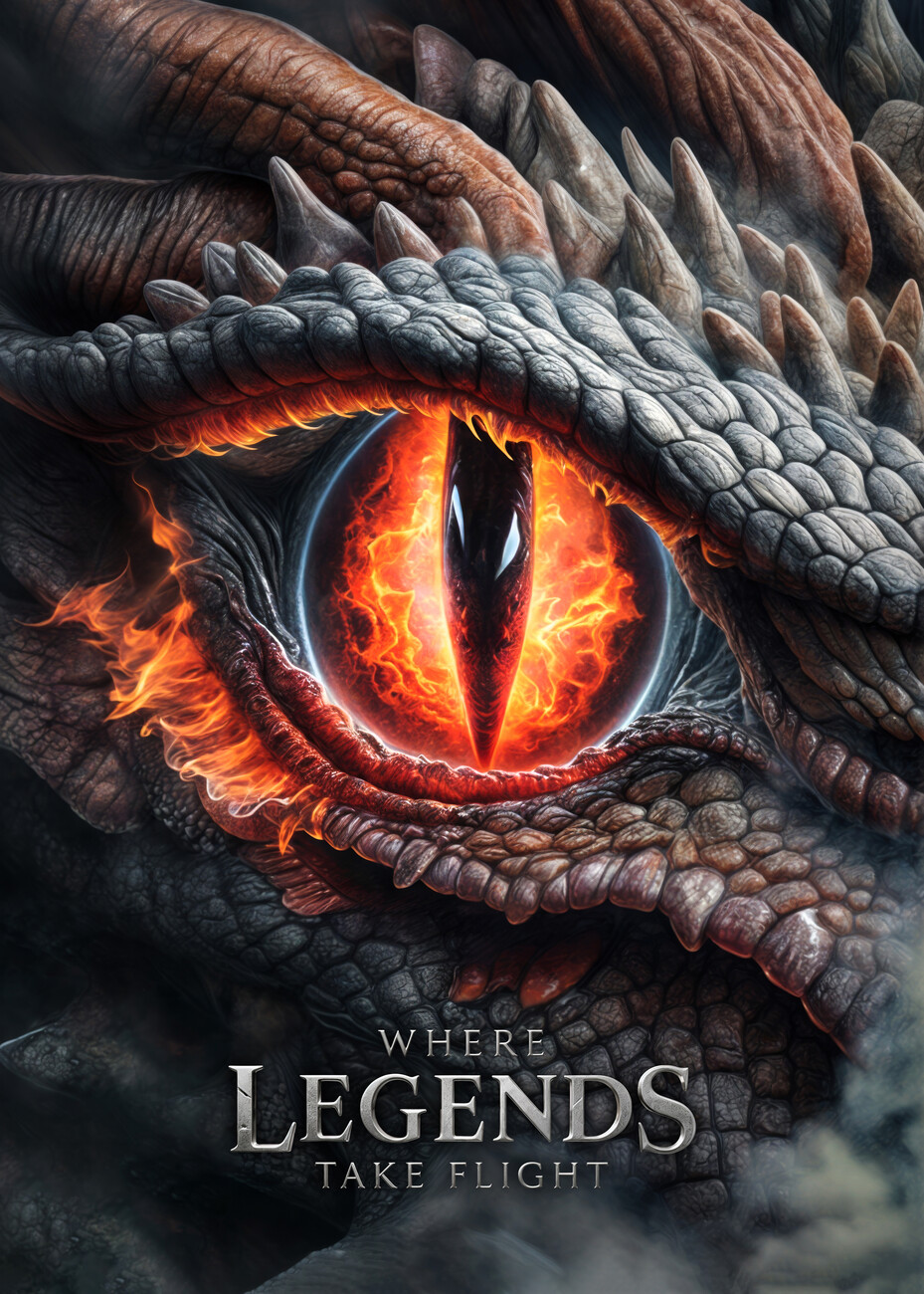 Kunstdruck Fire dragon ete, epic fantasy | Poster, Wandbilder und ...