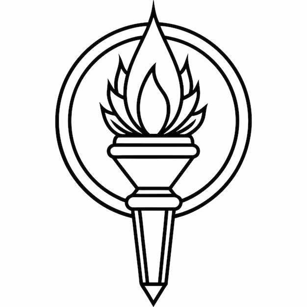 Black and white torch with flame and symbolizing the 2024 olympics ...