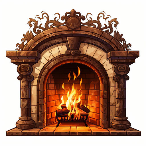 Chiaroscuro Art Styled Fireplace Graphics: Vector, 4K