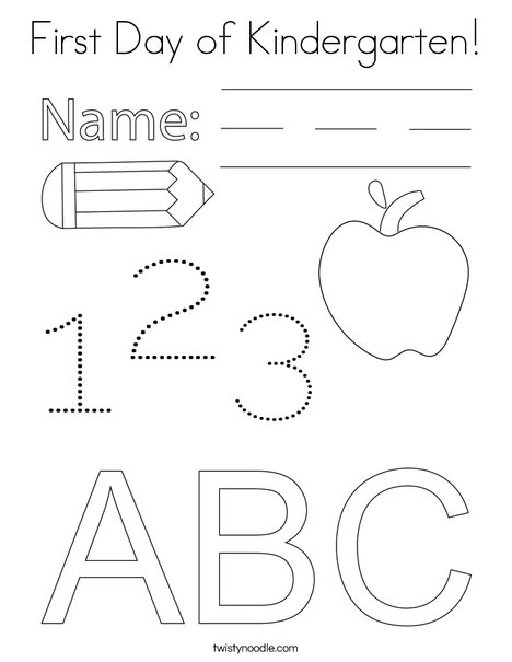 first day of kindergarten coloring sheet