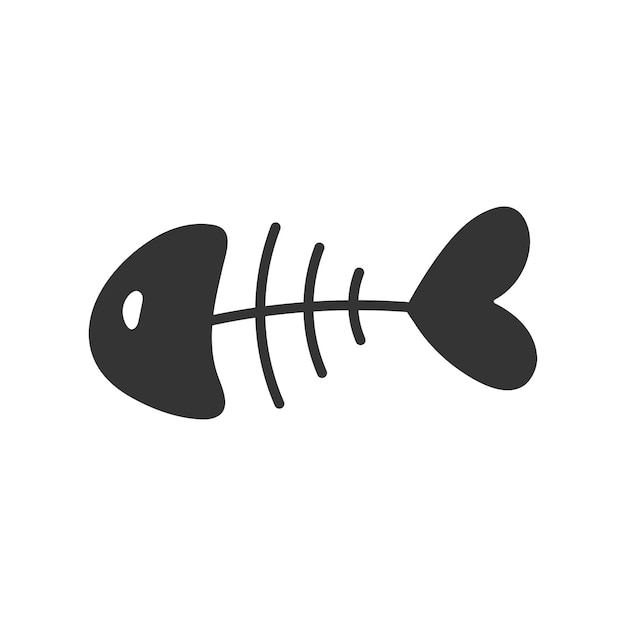 Premium Vector | Fish skeleton doodle illustration. Fishbone ...