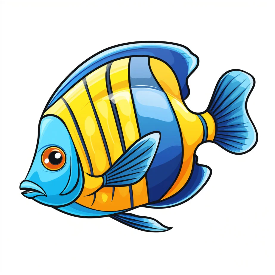 Tropical Fish Cartoon Coloring Page | Coloring Pages Mimi Panda