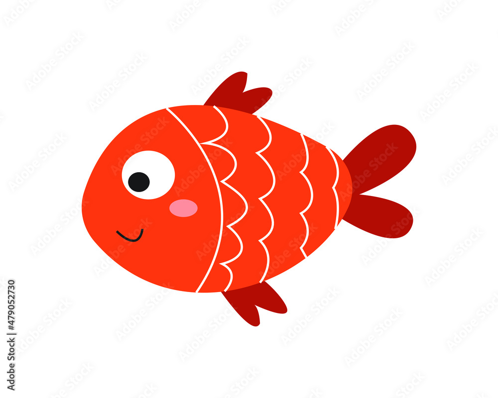 Poster, Wandbilder cute fish illustration in orange, 40x30 cm