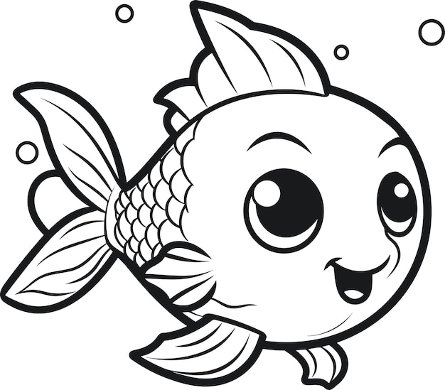 Fish Coloring Page for kids vector outline illustration | Premium ...