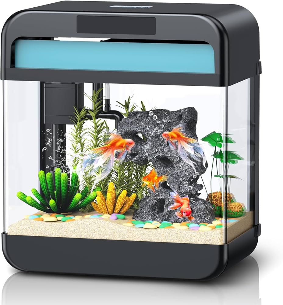 Small Aquarium Starter Kit with Quiet Pump and Waterproof LED Light, Betta  Aquarium, Desktop Fish Tank Set for Freshwater and Saltwater Fish, Glass,  ...