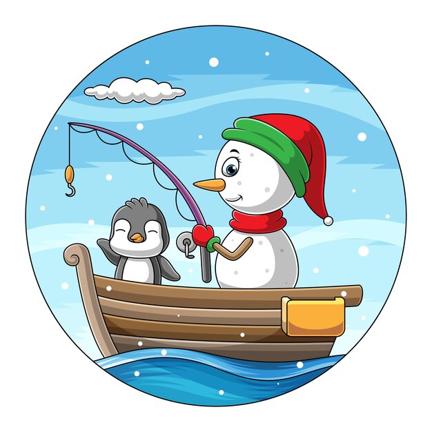 fishing snowman cliparts