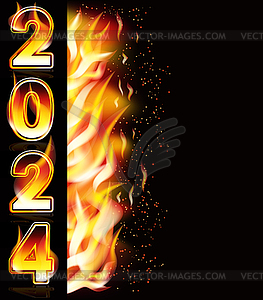 Happy new flame 2024 year banner, vector illustration - vector ...