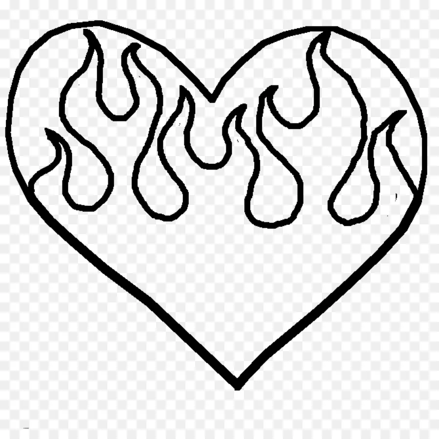Heart With Flames - Heart with Flames Outline - CleanPNG / KissPNG