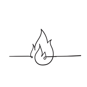 handdrawn fire icon illustration with single line style Stock ...