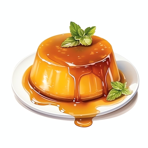 Beautiful Caramel flan with caramel sauce tasty dessert clipart ...