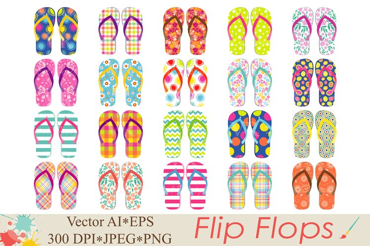 Flip Flops Clipart / Beach shoes graphics / Summer vector